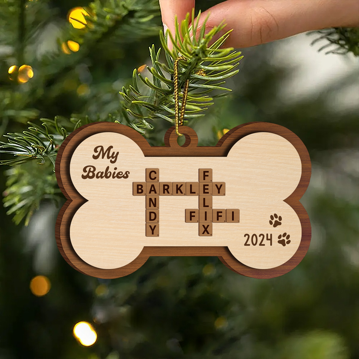 Dogs Names Crossword Puzzle Art Bond Shape Personalized Wooden Ornament
