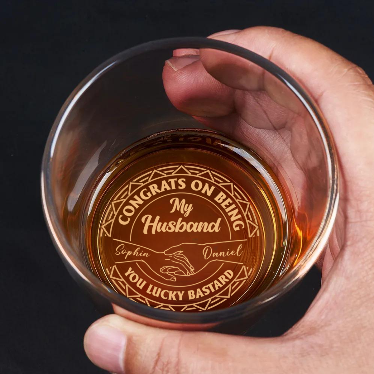 Couple Congrats On Being My Husband You Lucky Man - Personalized Engraved Whiskey Glass