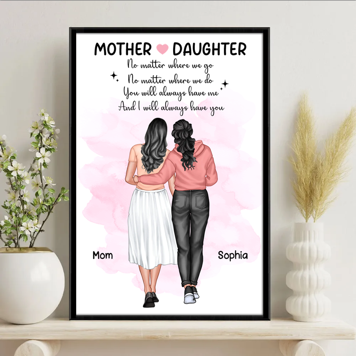 Mother Daughter No Matter Where We Go Mother's Day Gift Personalized Poster