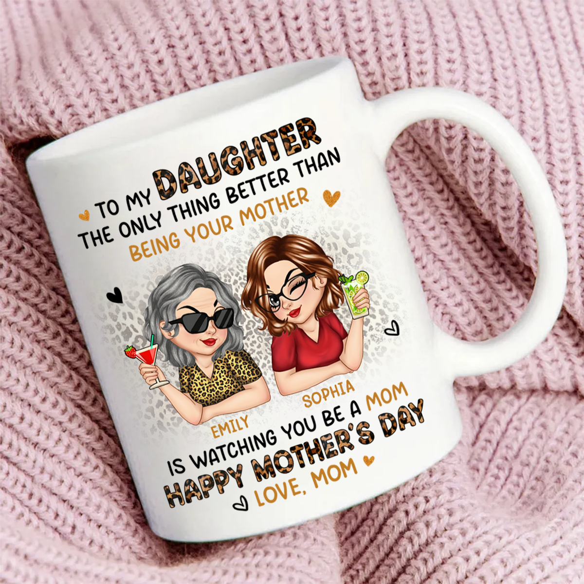 Leopard Pattern To My Daughter From Mom Happy Mother's Day Personalized Mug, Mother's Day Gift For Daughter