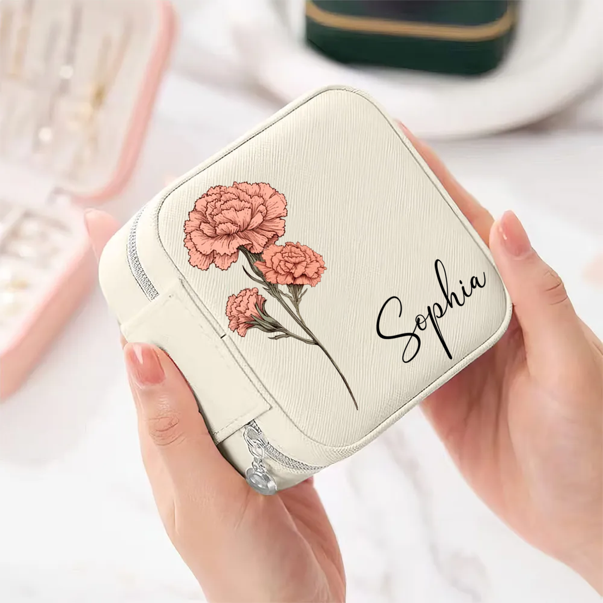 Woman Birth Month Flower Personalized Jewelry Box, Birthday Gift, Mother's Day Gift For Mom, Grandma