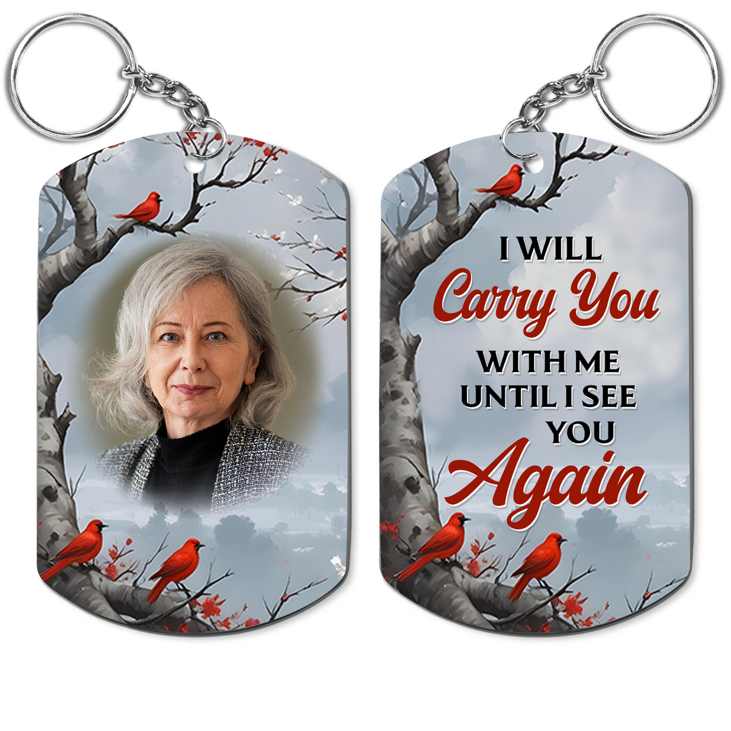 Custom Photo I'll Carry You - Memorial Gift For Family, Siblings, Friends - Personalized Aluminum Keychain
