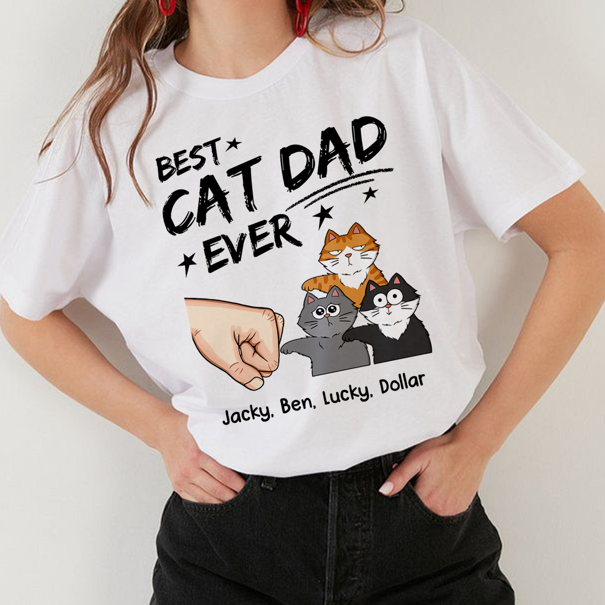 Certified Best Cat Dad Personalized Shirt, Funny Father's Day Gift For Cat Dad, Husband, Boyfriend