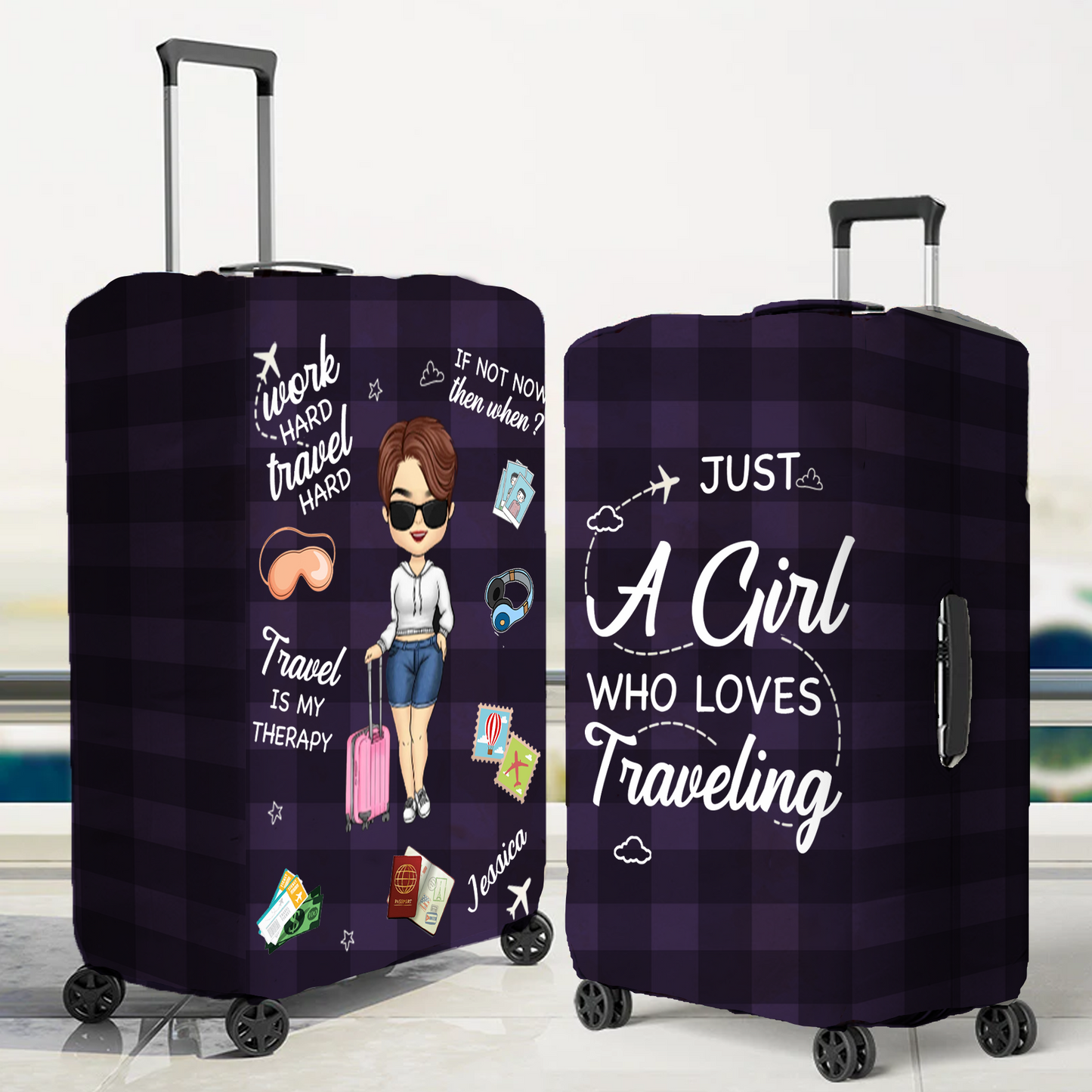 Live With No Excuses Travel With No Regrets - Travel Personalized Custom Luggage Cover - Holiday Vacation Gift, Gift For Adventure Travel Lovers