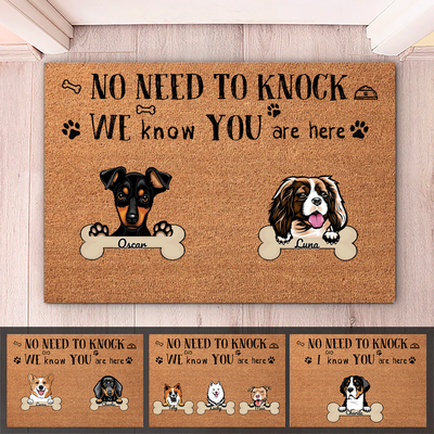 No Need To Knock We Know You Are Here - Personalized Dog Doormat - Makezbright Gifts