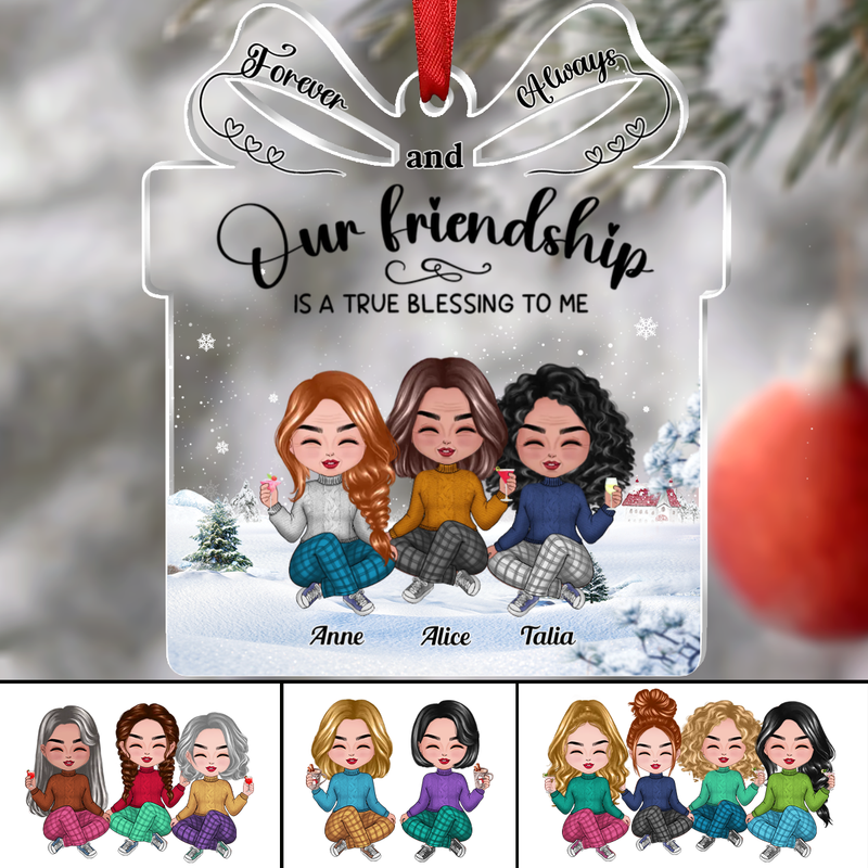 Besties - Our Friendship is a True Blessing to me - Personalized Transparent Ornament (Ver 2) - Makezbright Gifts