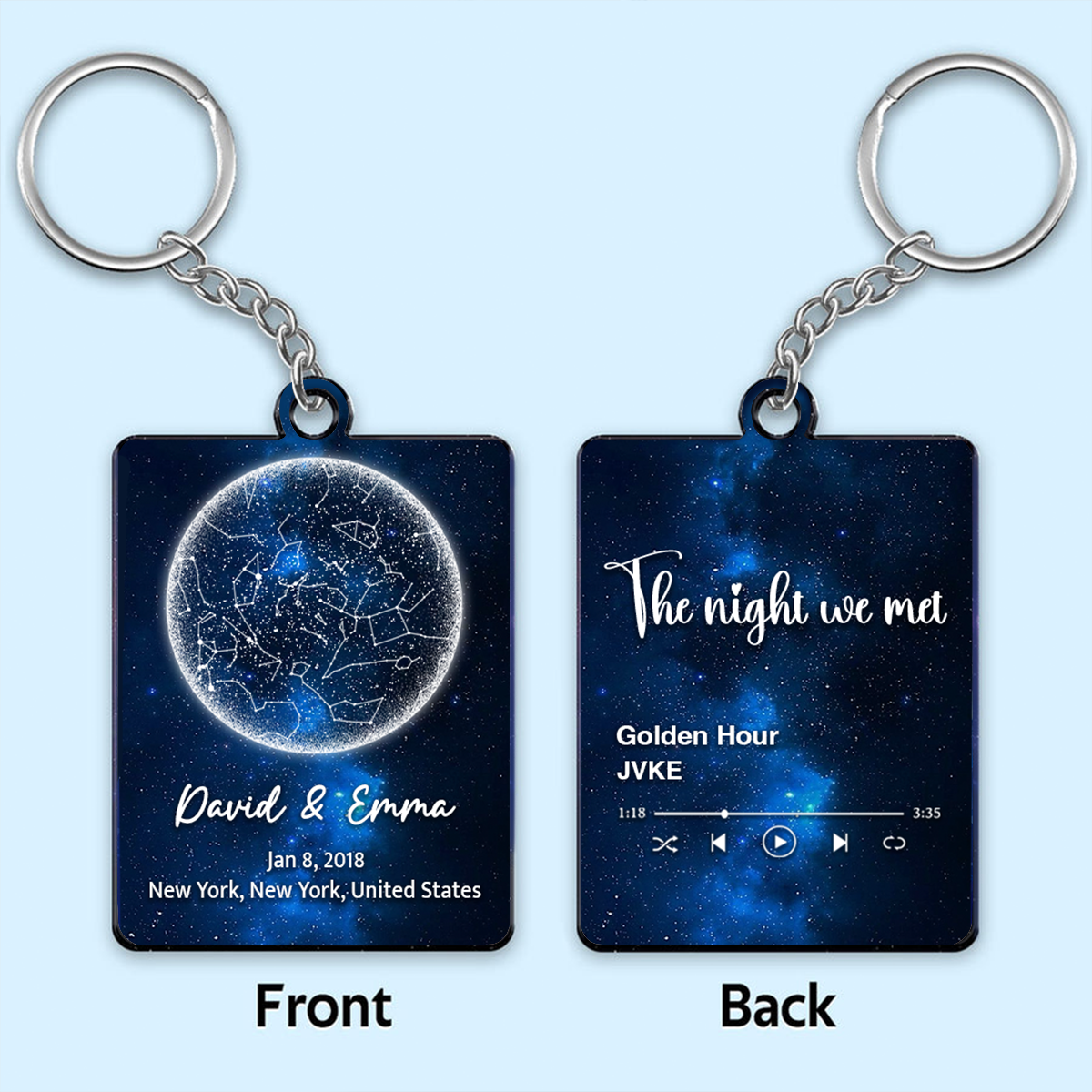 Couple Galaxy Star Map by Location & Date Personalized Acrylic Keychain