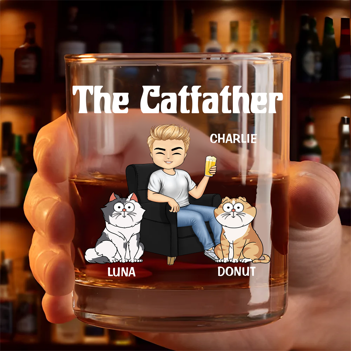 The Cat Father - Personalized Whiskey Glass