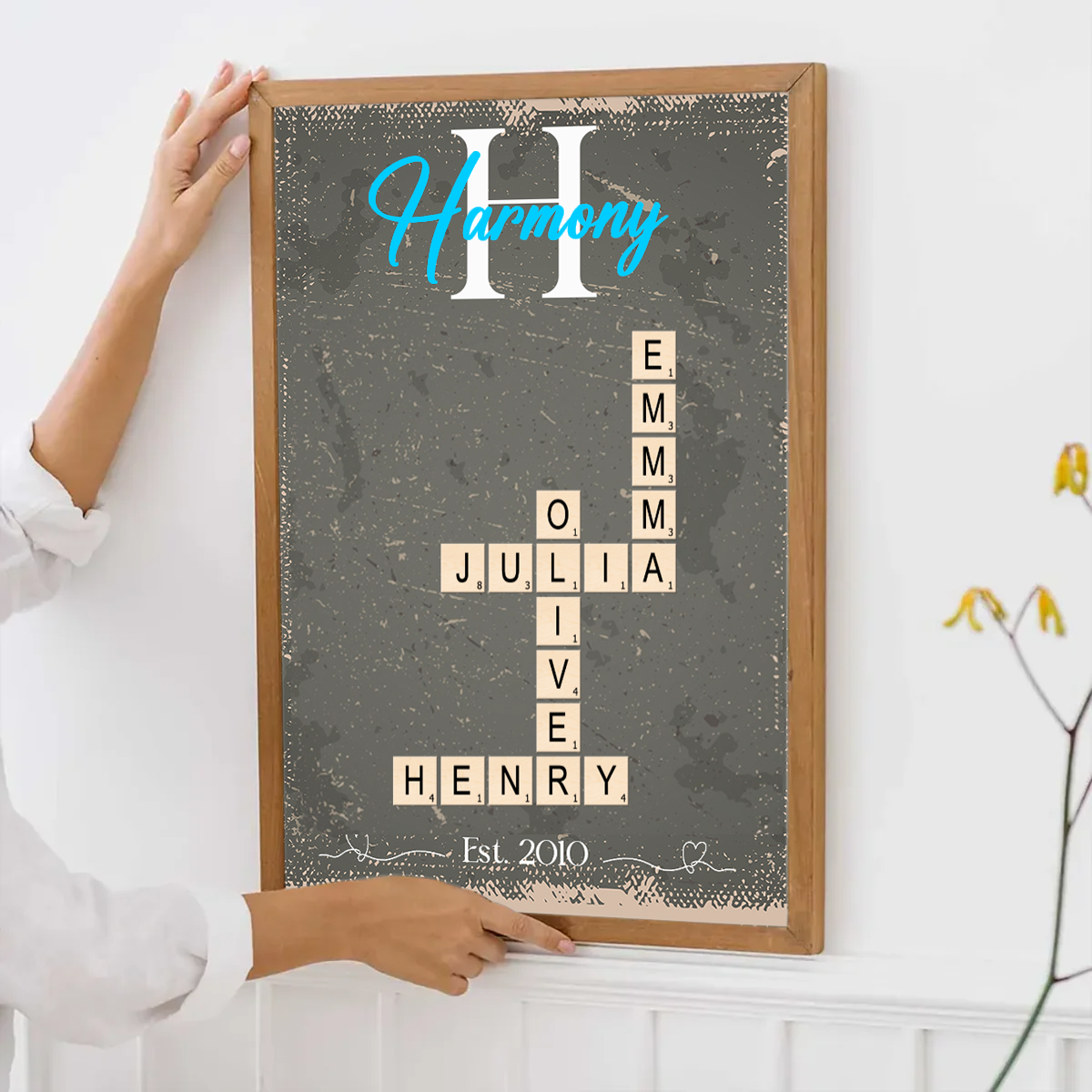 Personalized Family Name Crossword Puzzle Art Personalized Poster, Christmas Gift For Family, For Husband, Wife, Dad, Mom