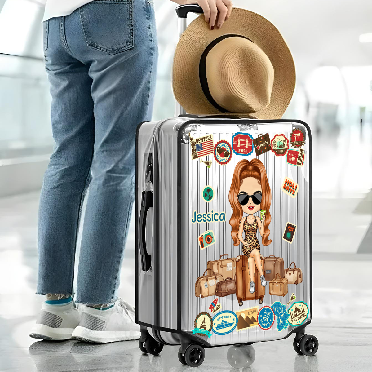 Just A Girl Who Loves Traveling - Personalized Clear Luggage Cover