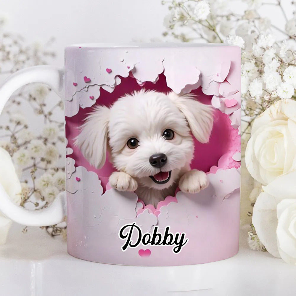 Cute Dog 3D Effect Personalized Mug, Mother's Day, Birthday Gift for Dog Moms