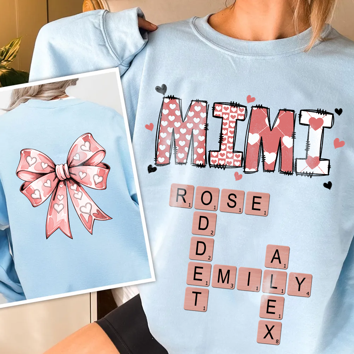 Grandma Nana Mimi Valentine's Day Gift Personalized Double Sided Sweatshirt