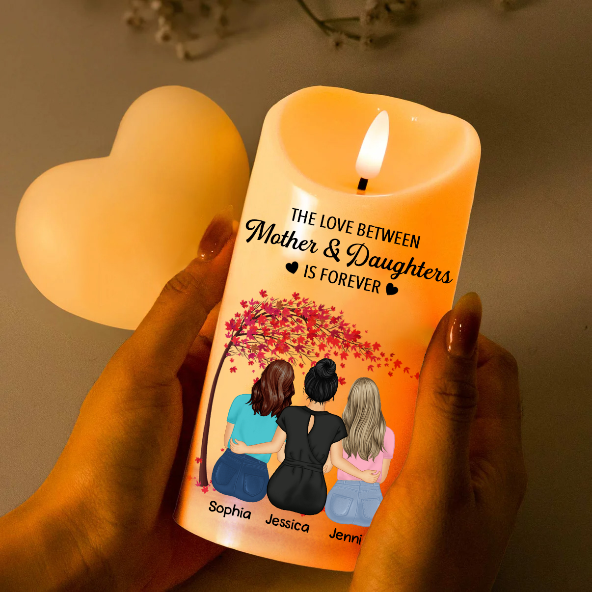 The Love Between Mother & Daughters Is Forever - Personalized Flameless LED Candle