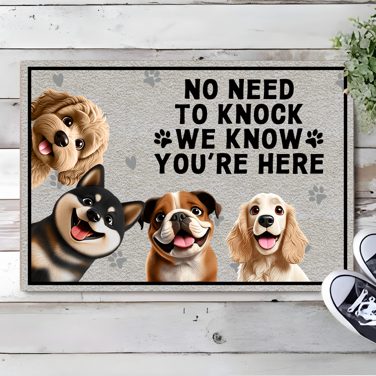 No Need To Knock We Know You're Here Dog - Personalized Doormat