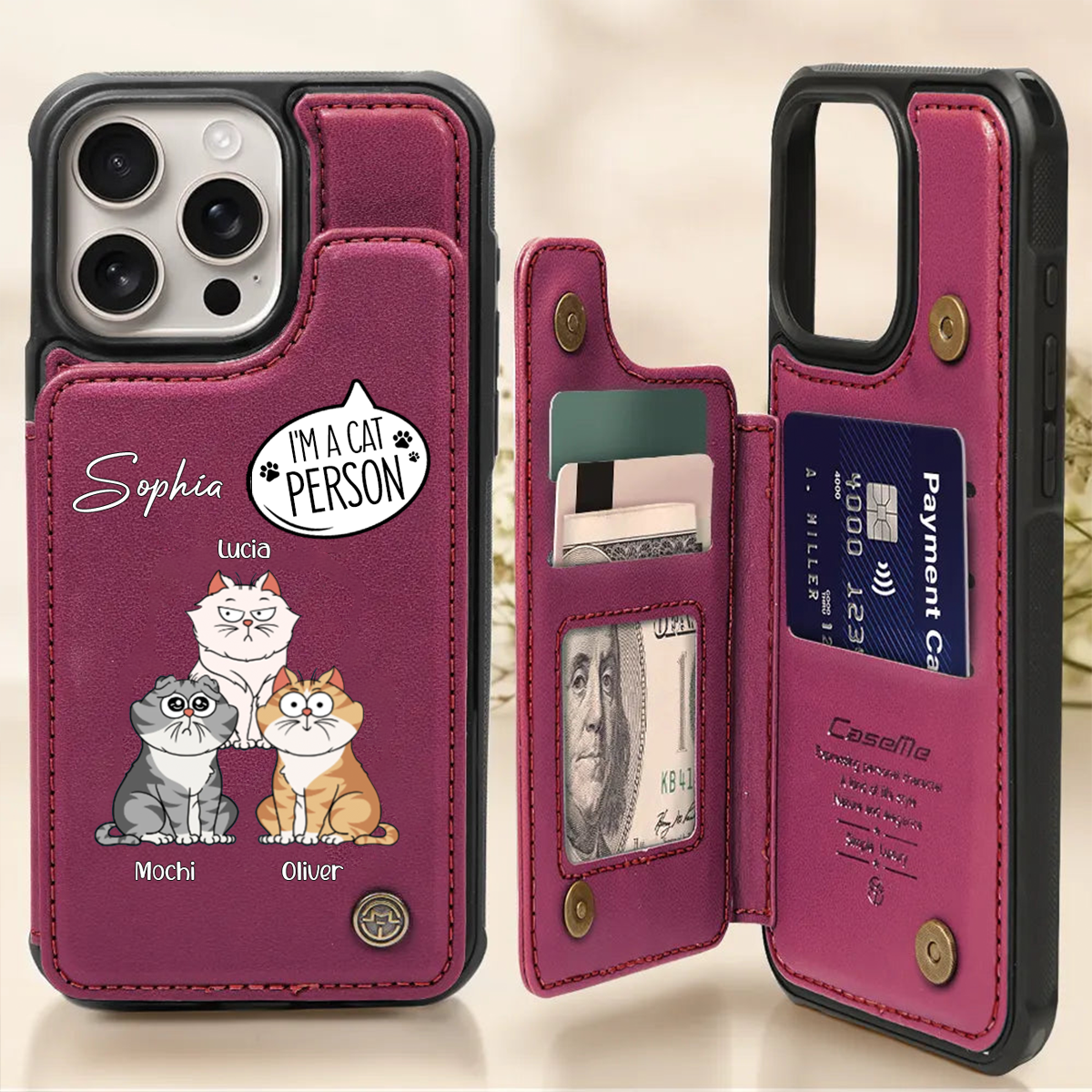 I'm A Cat Person - Personalized Leather Flip Wallet Phone Case