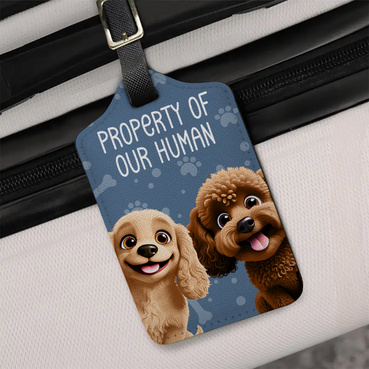 Property Of My Human 3D Effect Dogs - Personalized Luggage Tag