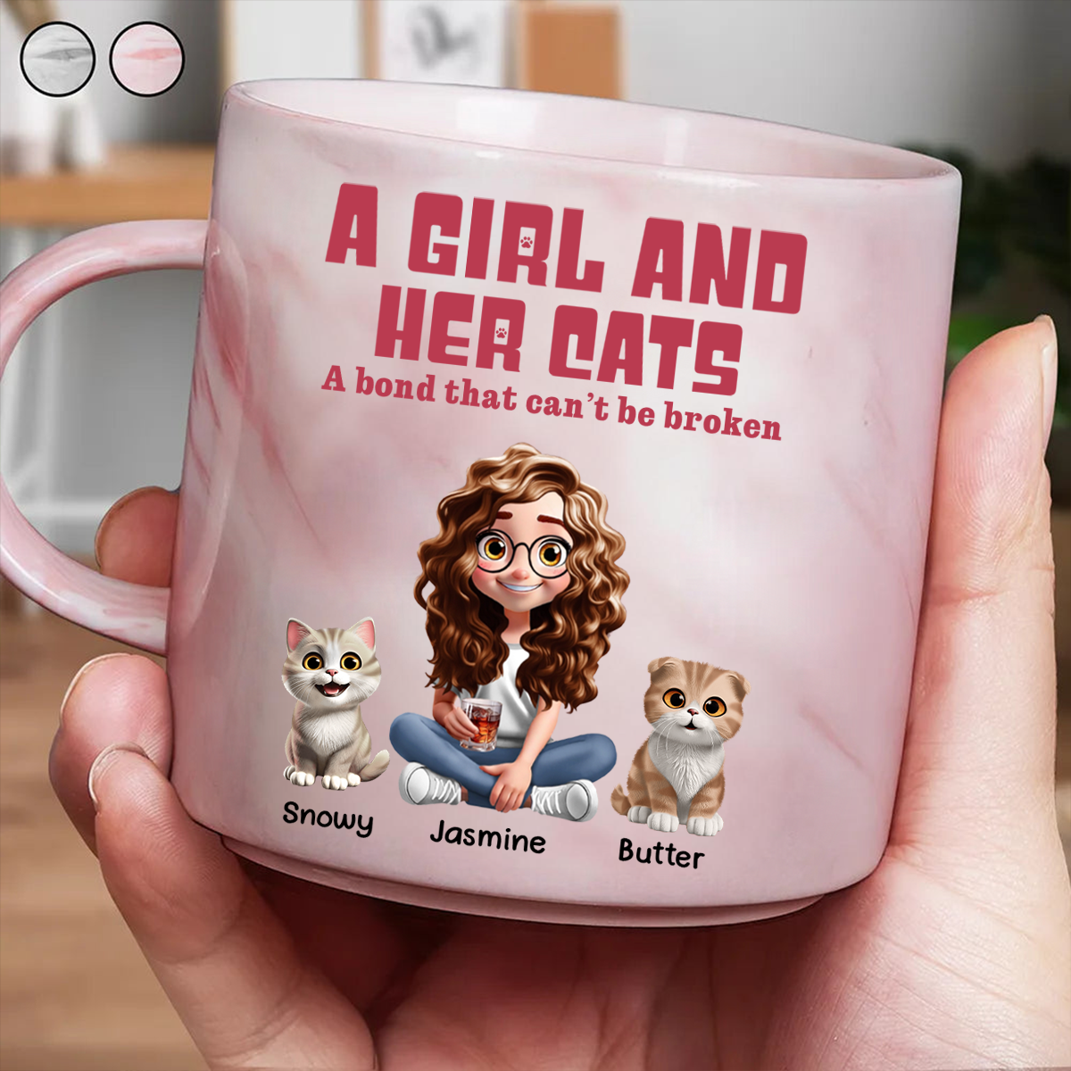 A Bond That Can't Be Broken Cat Mom Cat Dad - Personalized Marble Mug