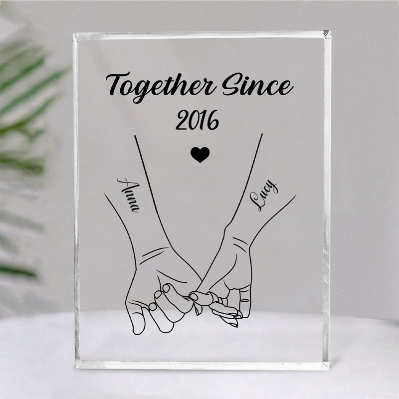 Couple - Couple Hand In Hand Outline Together Since - Personalized Acrylic Plaque