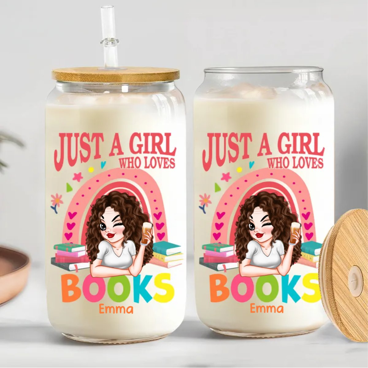 Book Lovers - Reading Is Magical - Personalized Glass Can (TB) - Makezbright Gifts