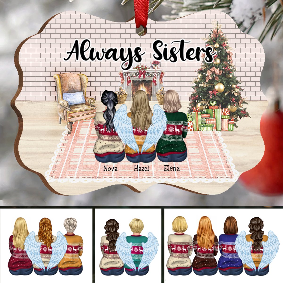 ChristmasOrnament-AlwaysSisters-PersonalizedChristmasOrnament