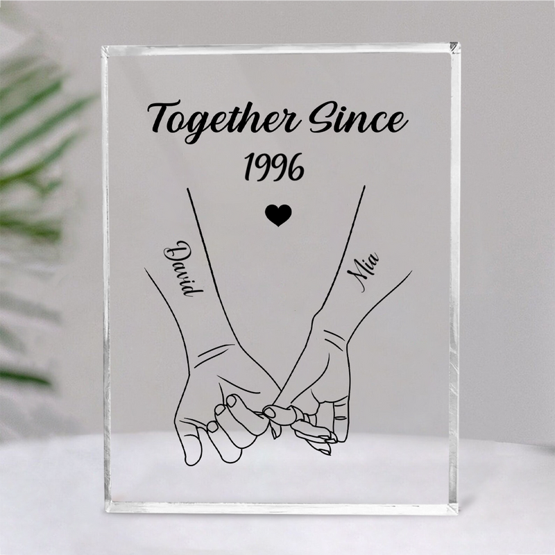 Couple - Couple Hand In Hand Outline Together Since - Personalized Acrylic Plaque