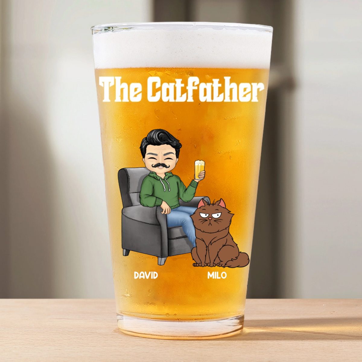 The Cat Father - Personalized Beer Glass