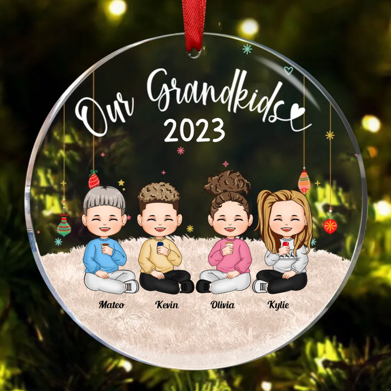 Family - My Grandkids (Ver 2) - Personalized Acrylic Circle Ornament