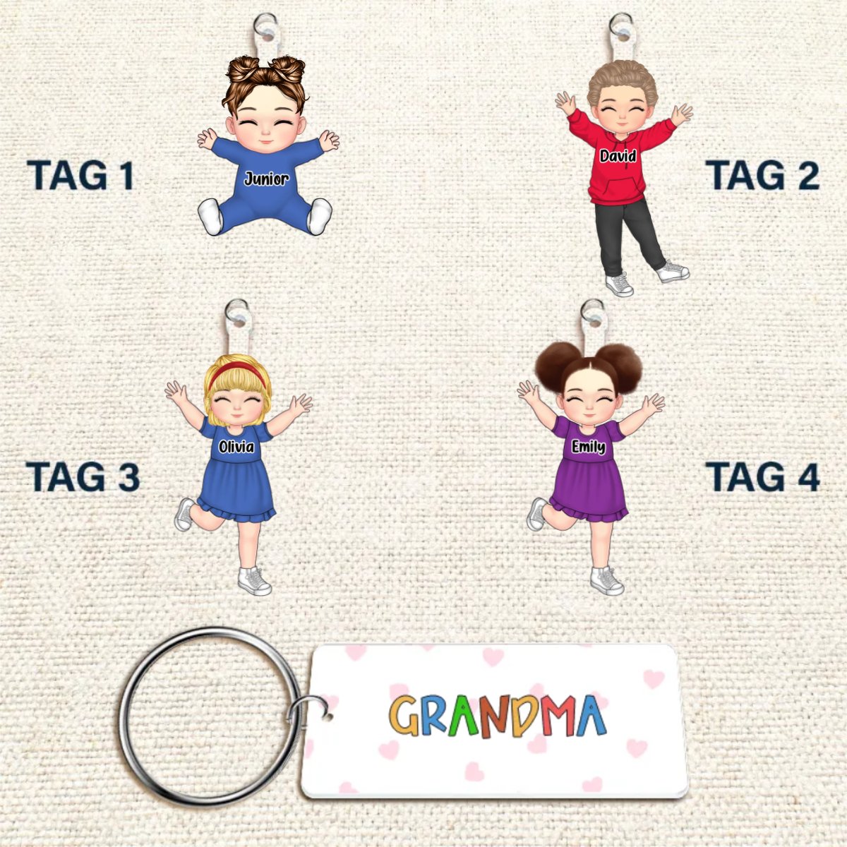 Family - Our Grandkids Loving Gift For Grandma, Grandparents, Mother - Personalized Acrylic Tag Keychain - Makezbright Gifts
