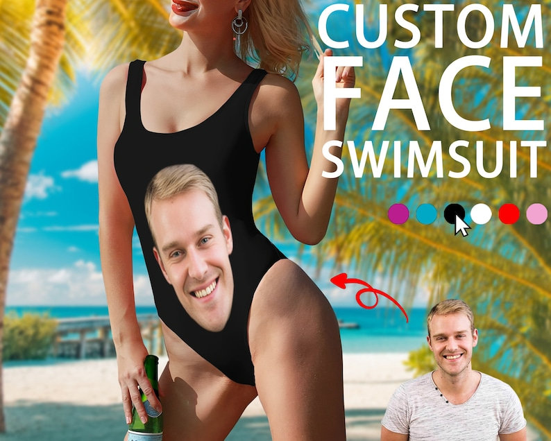 Bikini - Custom Funny Face Bachelorette Party Swimsuit - Personalized Bikini Swimsuit