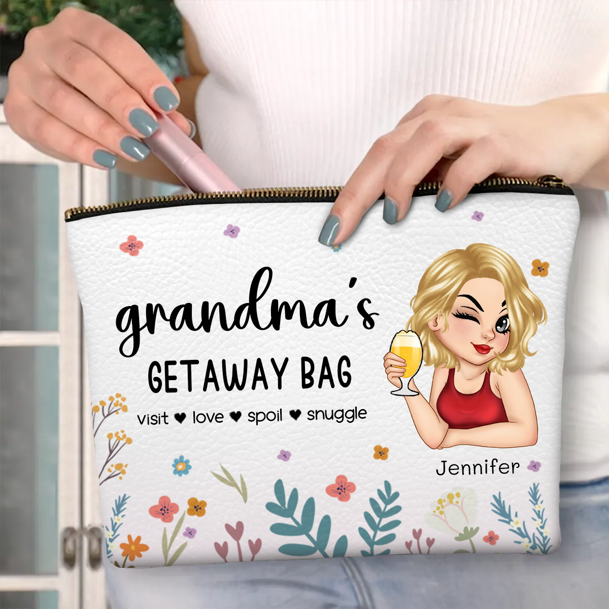 Mom's Grandma's Travel Bag - Personalized Cosmetic Bag