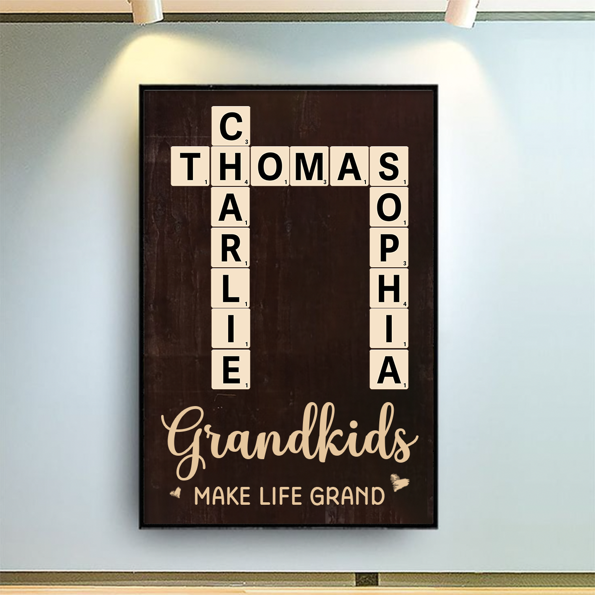 Grandkids Make Life Grand Heart Crossword Puzzle Art Personalized Poster