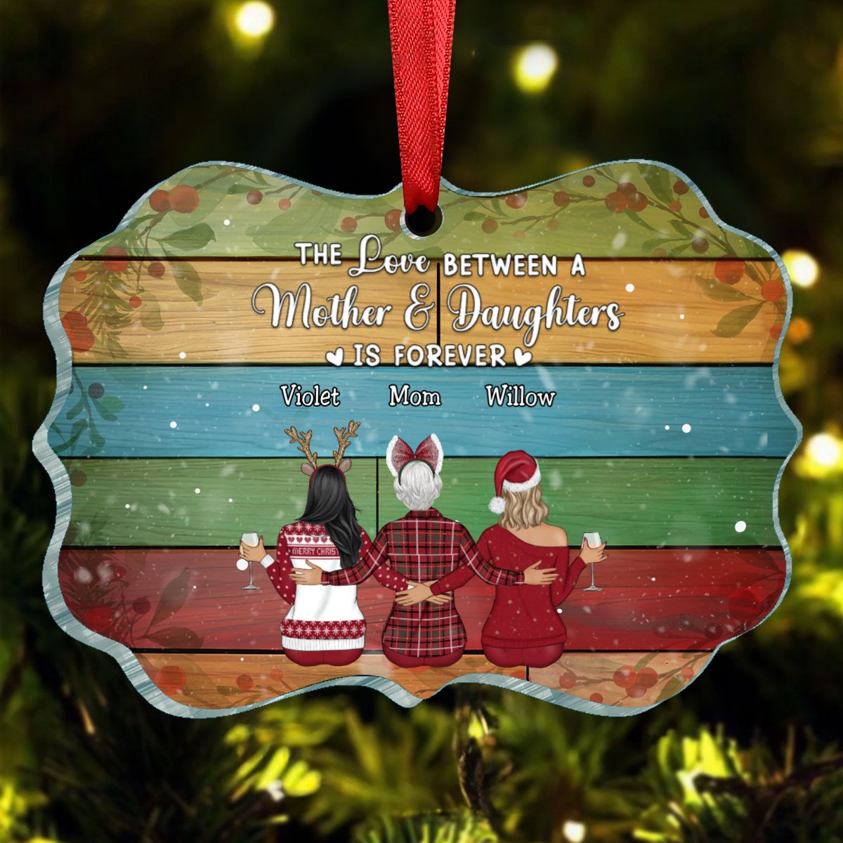 Mother - The Love Between A Mother And Daughters Is Forever - Personalized Ornament TC - Makezbright Gifts