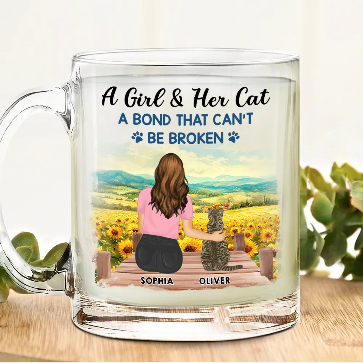 A Bond That Can't Be Broken Cat Mom Cat Dad - Personalized Glass Mug