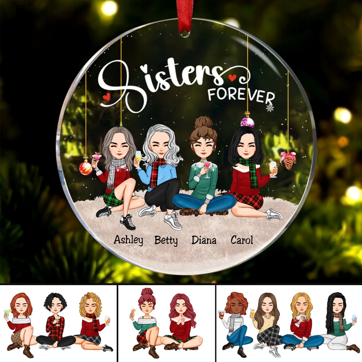 Sisters-SistersForever-PersonalizedCircleOrnament(QH)