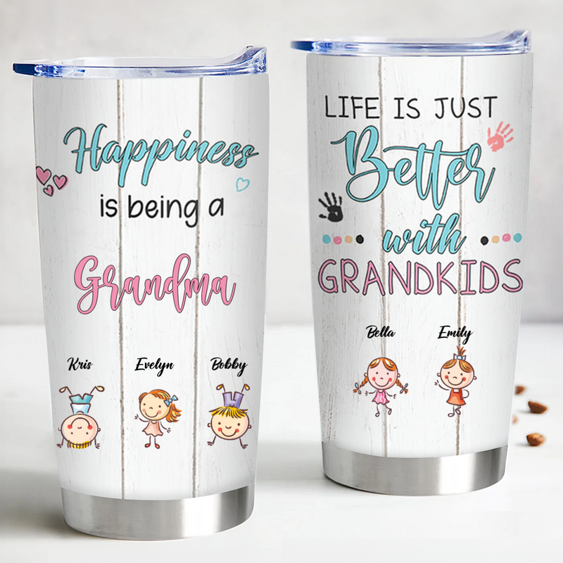 Family - Life Is Just Better With Grandkids - Personalized Tumbler - Gift For Grandma - Makezbright Gifts