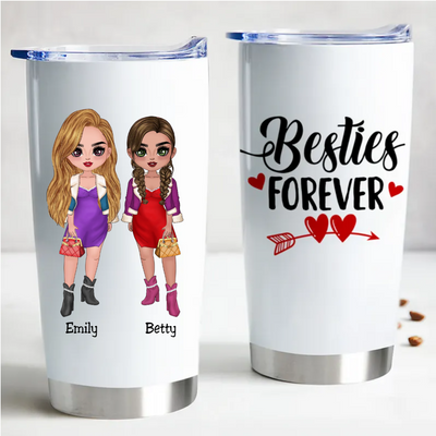20oz Besties Forever - Personalized Tumbler - Makezbright Gifts