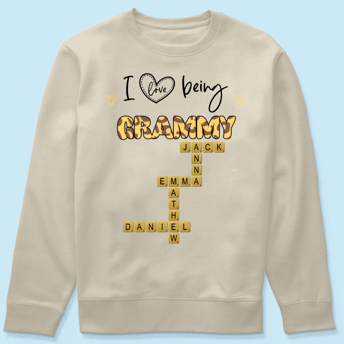 Loving Being A Grandma Leopard Heart acCrossword Puzzle Personalized Shirt