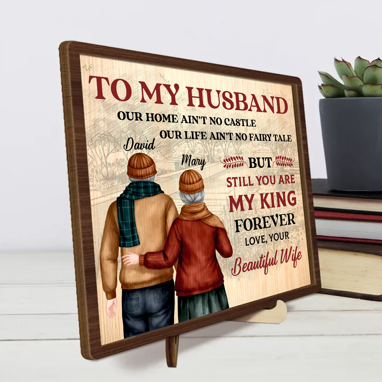 You Are My Queen Forever - Couple Personalized Wooden Plaque With Stand - Gift For Husband Wife, Anniversary