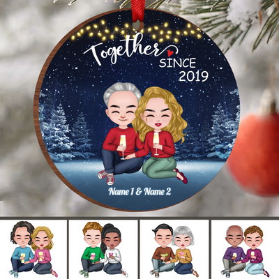 Couple - We Are Together - Personalized Circle Ornament - Christmas Gift For Couple, Spouse, Lover, Husband, Wife, Boyfriend, Girlfriend - Makezbright Gifts