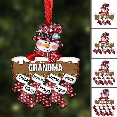 Grandma - Snowman Christmas Stocking Custom Name - Personalized Acrylicen Ornament - Makezbright Gifts