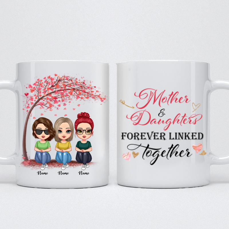 Doll Women Gift For Mother Mom And Daughters Sitting Under Tree - Personalized Mug