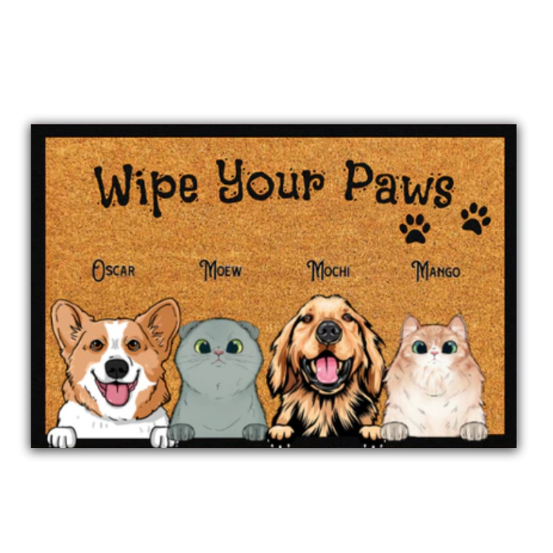 Wipe your paws - Personalized Dogs & Cats Doormat - Makezbright Gifts