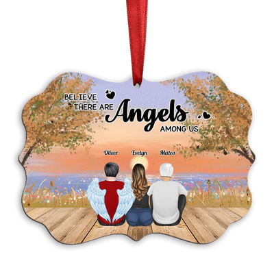 Memorial Gift - Believe There Are Angels Among Us - Personalized Ornament - Makezbright Gifts