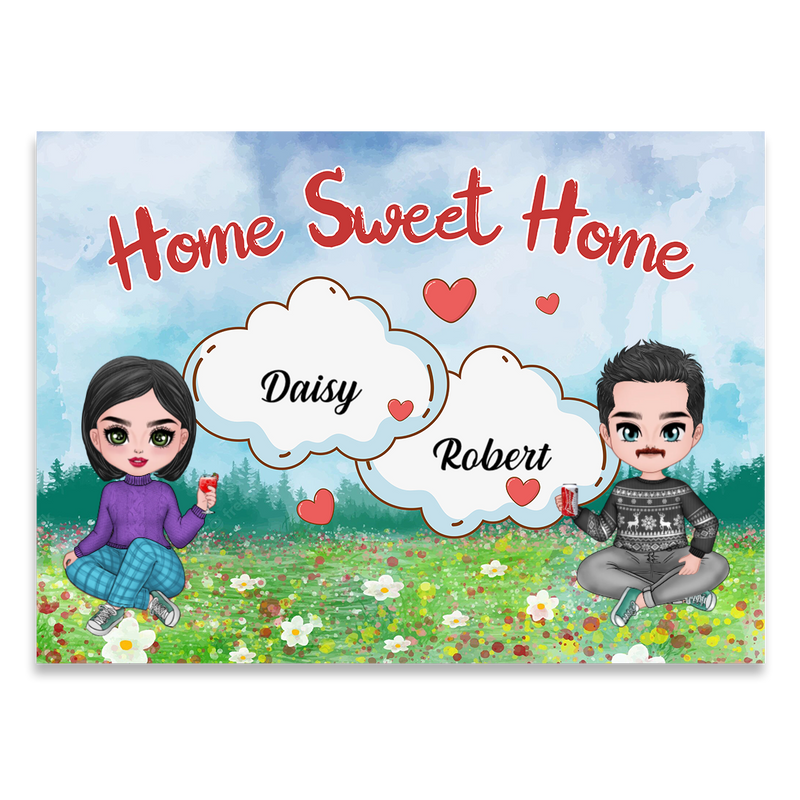 Couple - Home Sweet Home - Personalized Doormat - Makezbright Gifts