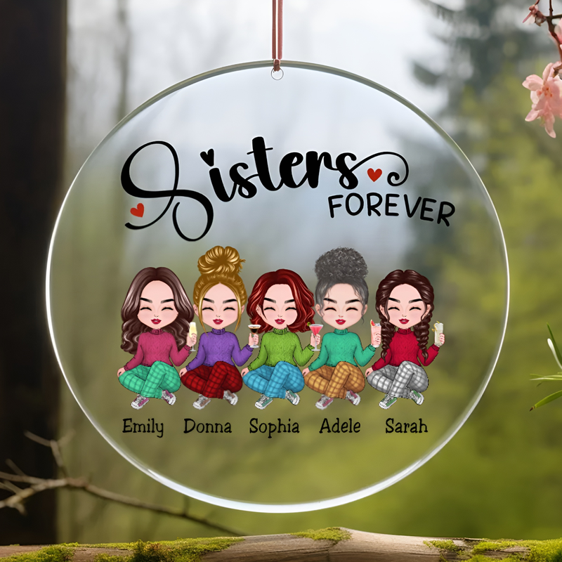 Sisters - Sisters Forever - Personalized Circle Ornament