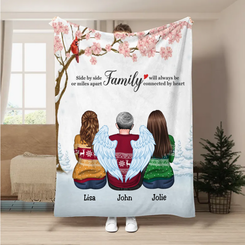Family - Side By Side Or Miles Apart Family Will Always Be Connected By Heart - Personalized Blanket
