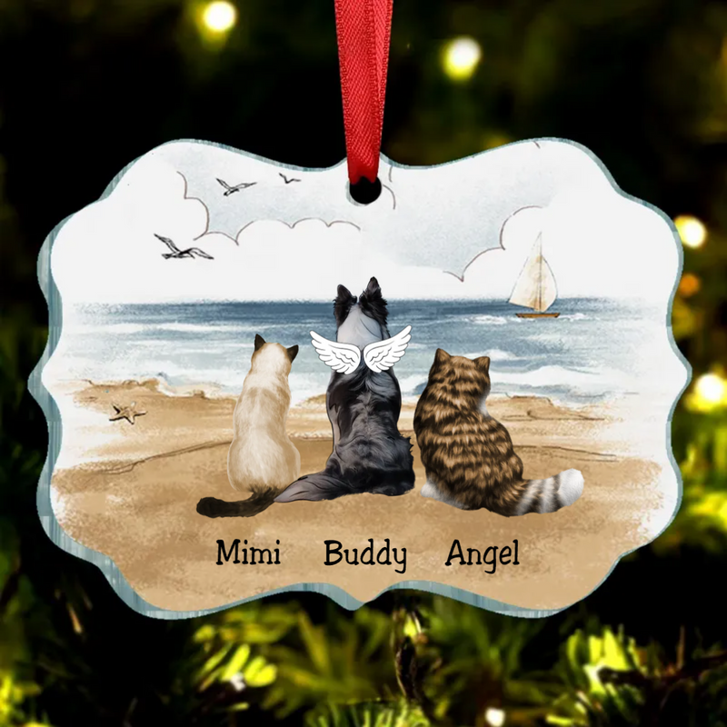 Pet Lovers - Dog Cat Beach - Personalized Acrylic Ornament