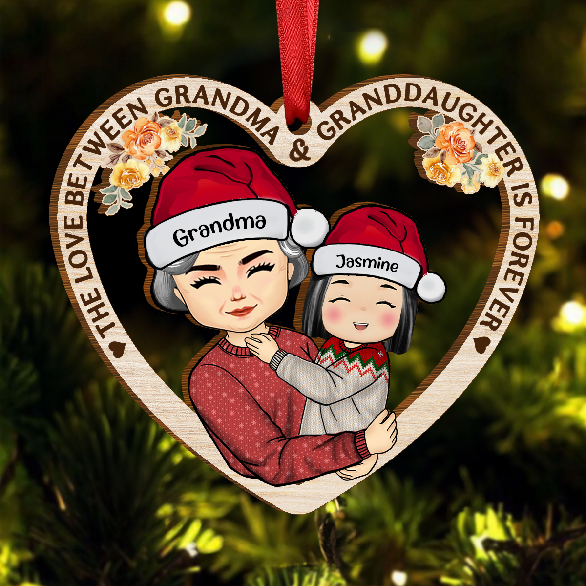 The Love Between Grandma And Grandkids Is Forever - Personalized Custom Shaped Wooden Ornament