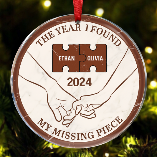 The Year I Found My Missing Piece Couples - Personalized Circle Acrylic Ornament