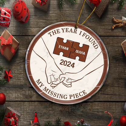 The Year I Found My Missing Piece Couples - Personalized Circle Acrylic Ornament